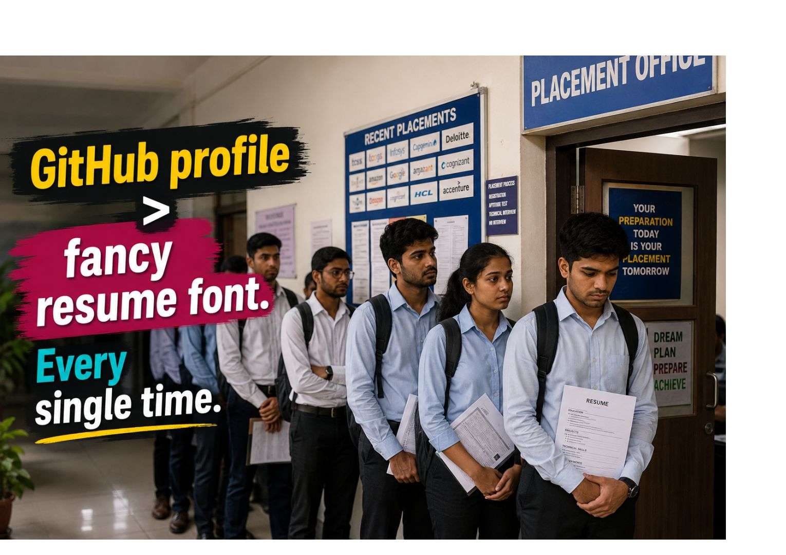 Indian engineering students waiting for data science career placement interview