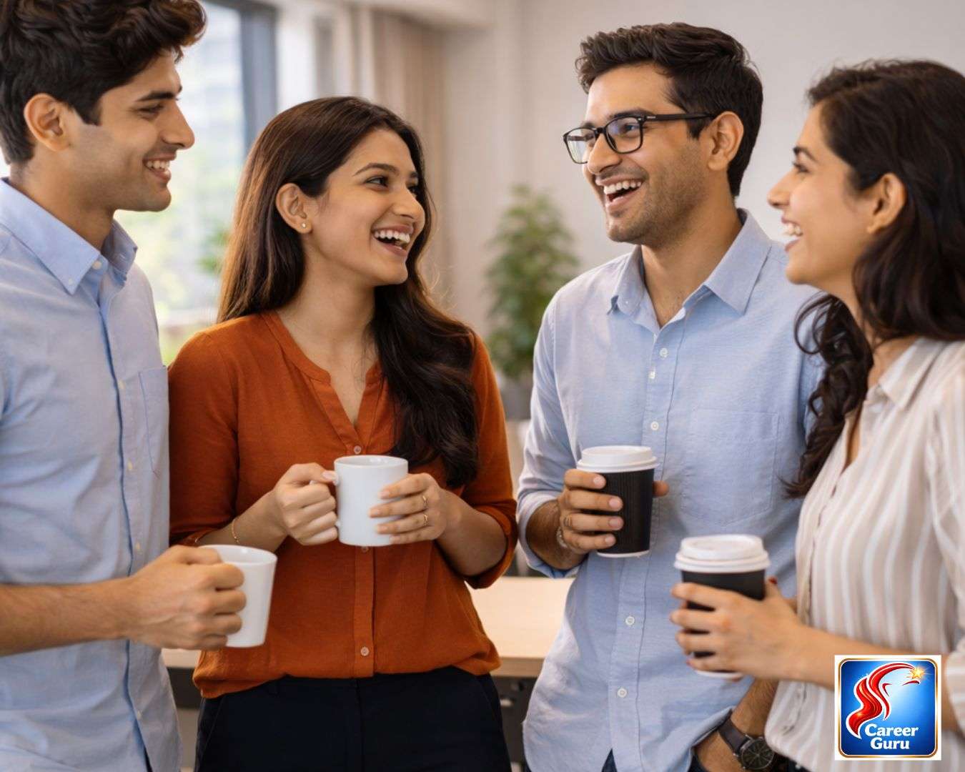 students networking during internship