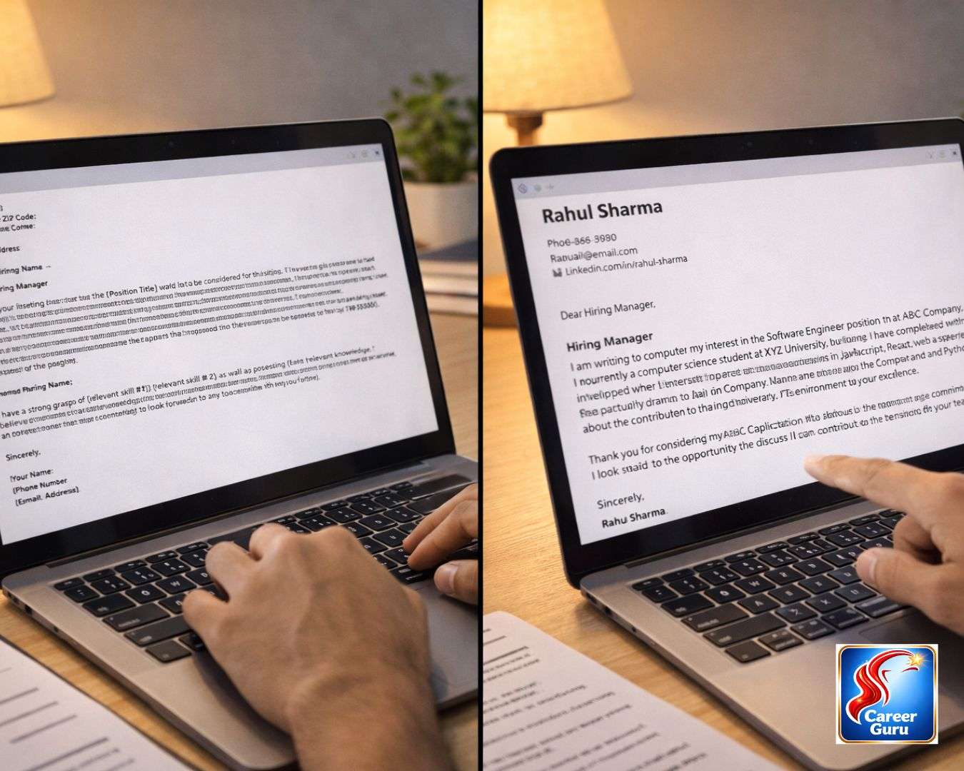 good cover letter vs bad cover letter