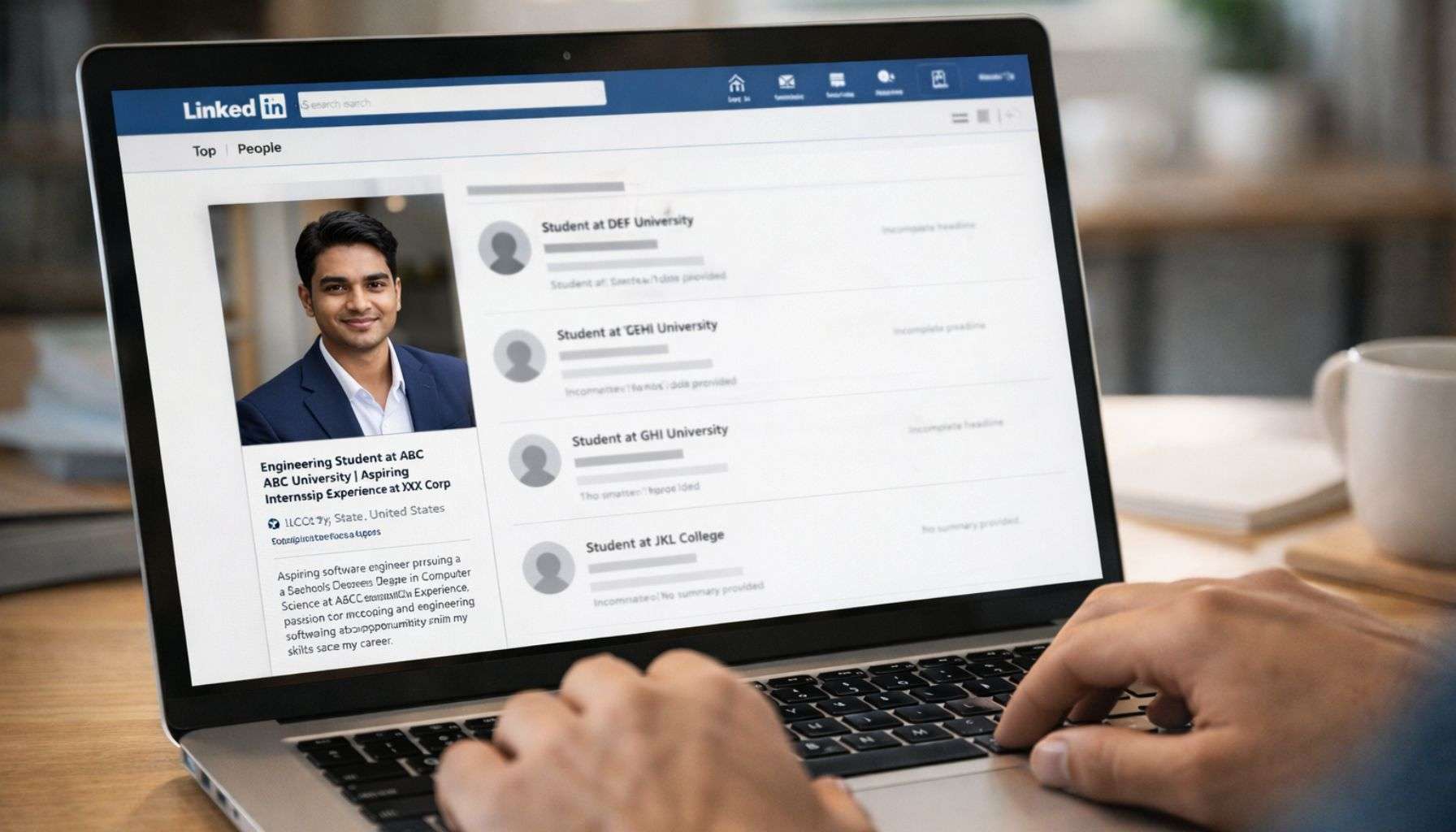LinkedIn profile tips students India 2026 — recruiter searching for candidates on LinkedIn