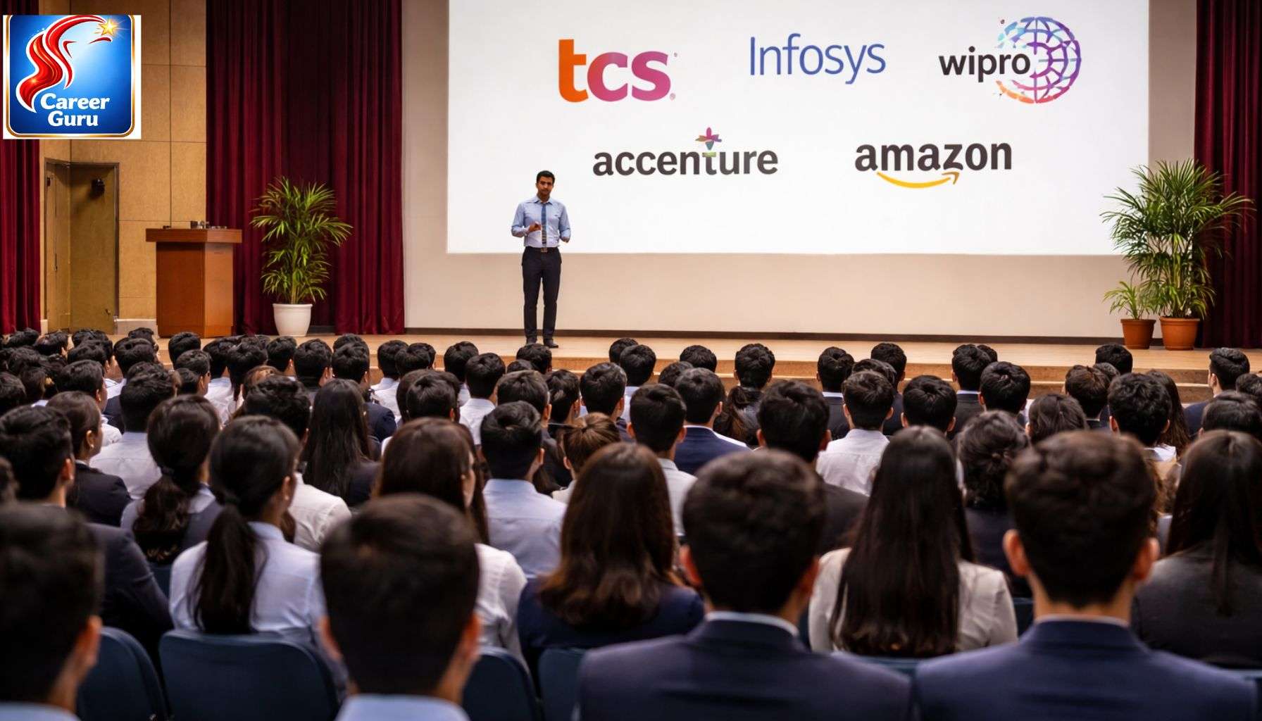 Campus placement season India 2026 — students attending pre-placement orientation