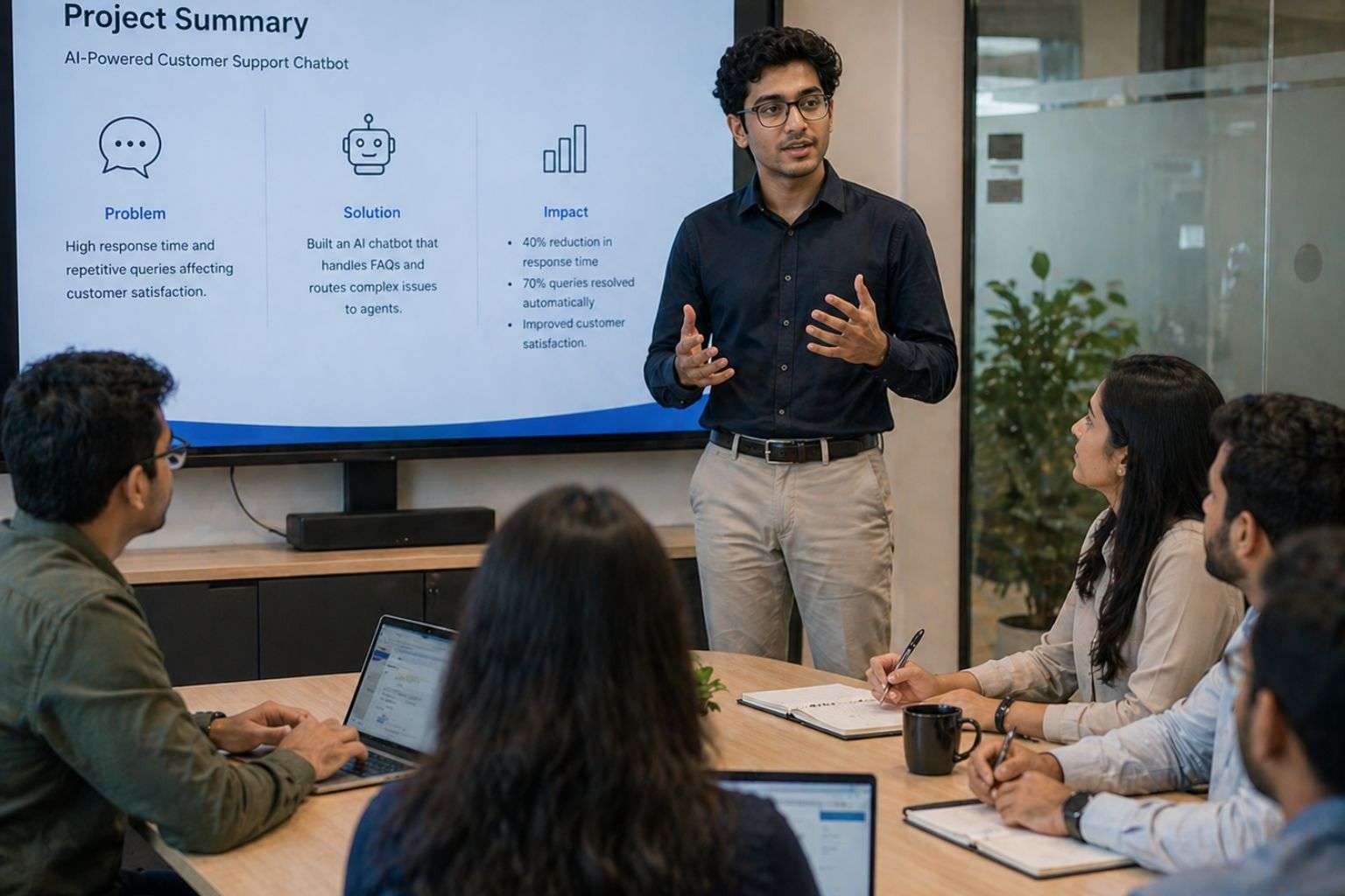  Internship final presentation India — intern presenting project for PPO pre placement offer evaluation