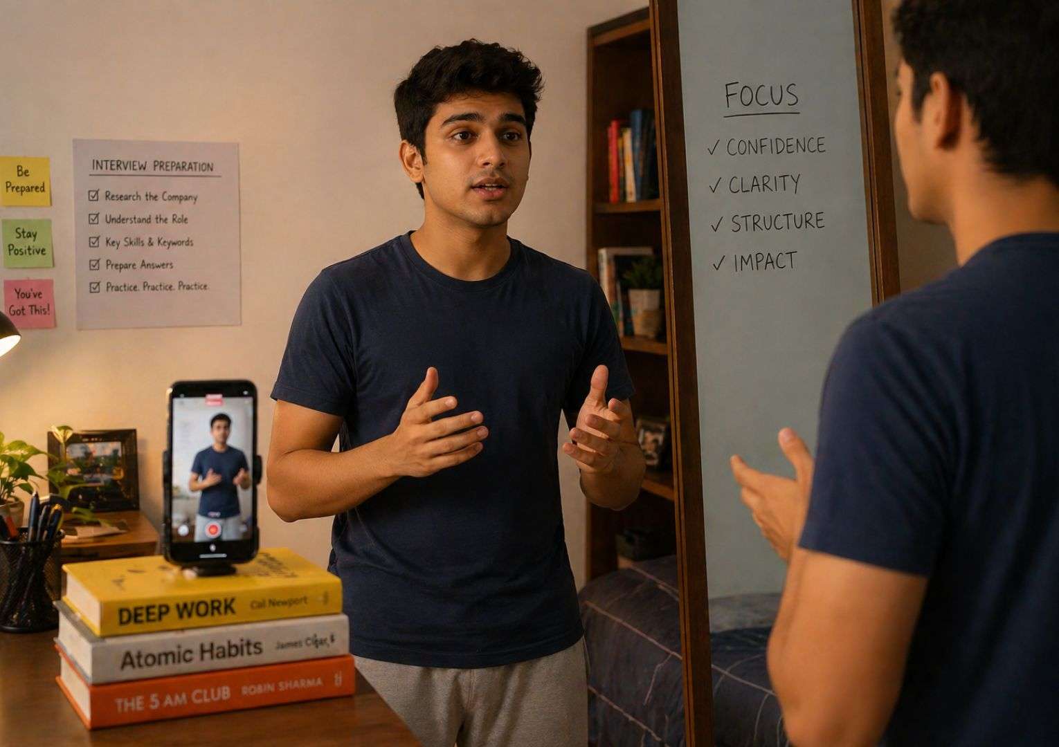 Practising tell me about yourself IT interview answer India — fresher interview preparation at home 2026
