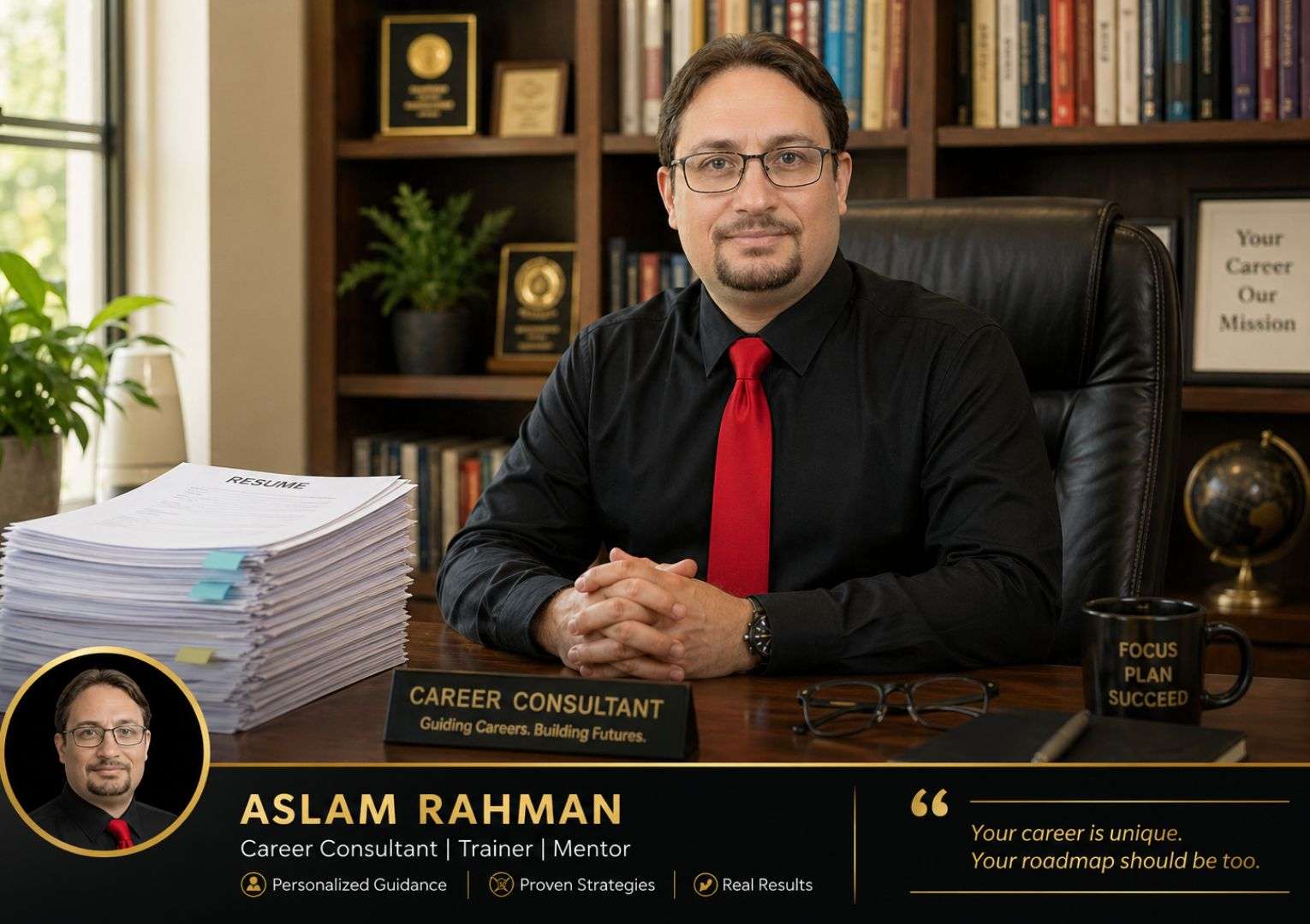 Aslam Rahman IT career consultant reviewing fresher resumes — cguru.co.in career guidance India 27 years experience
