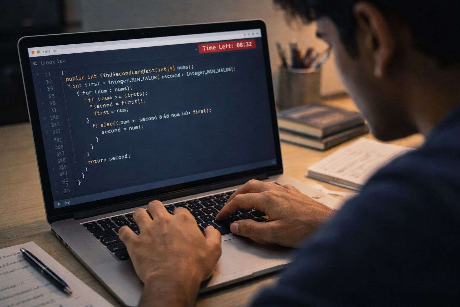 InfyTQ coding assessment 2026 — student writing code during timed assessment