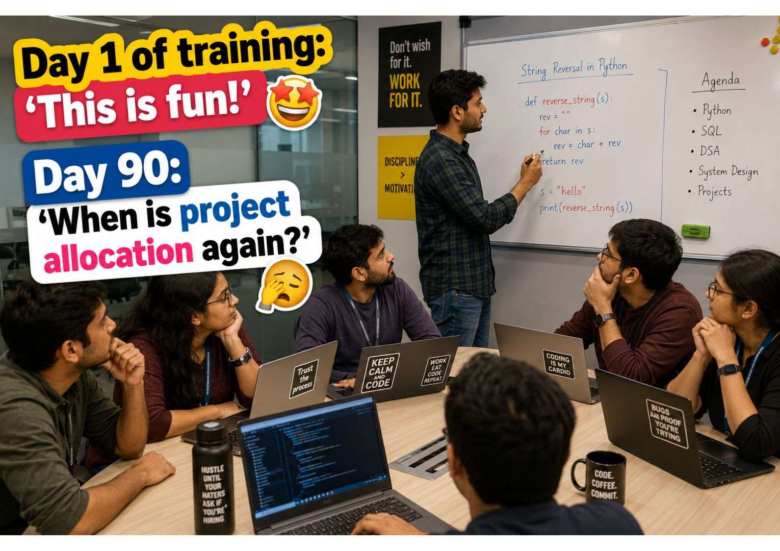  Indian freshers in IT company training programme — TCS vs Infosys training comparison for new joiners