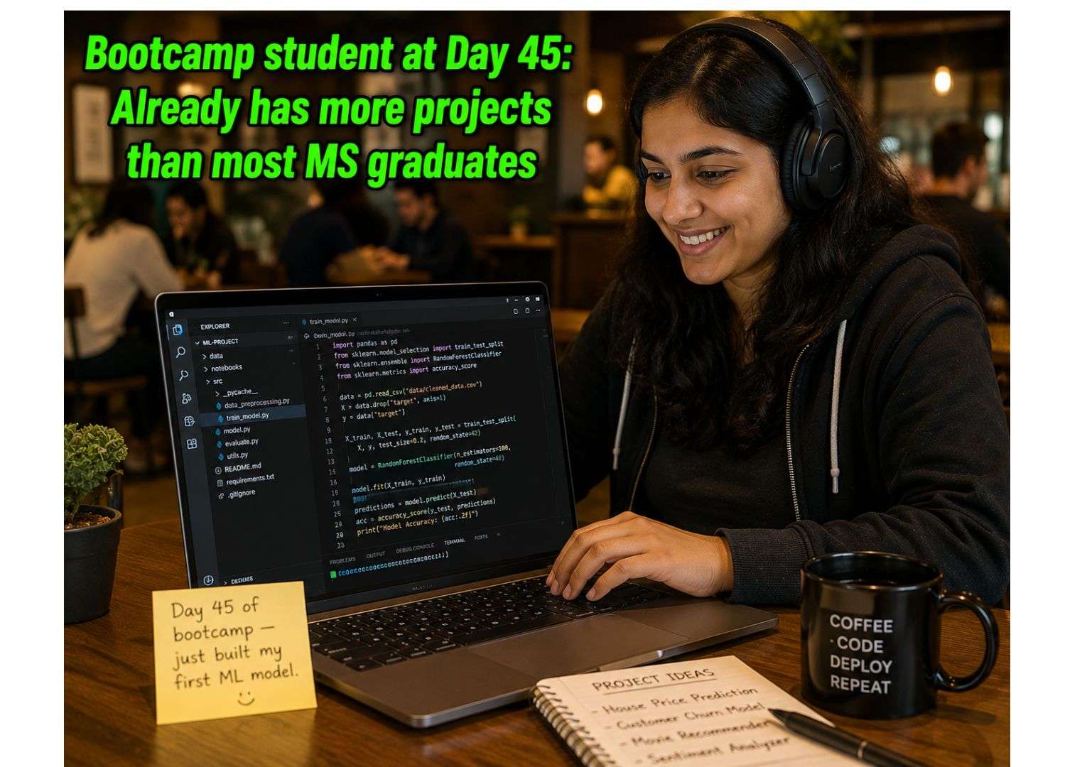 data science bootcamp student india project building python ml model 2026