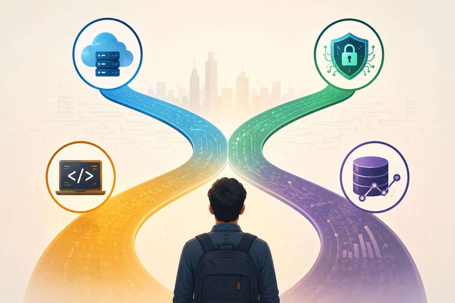 IT career paths for Indian freshers in 2026 — cloud, cybersecurity, development, data