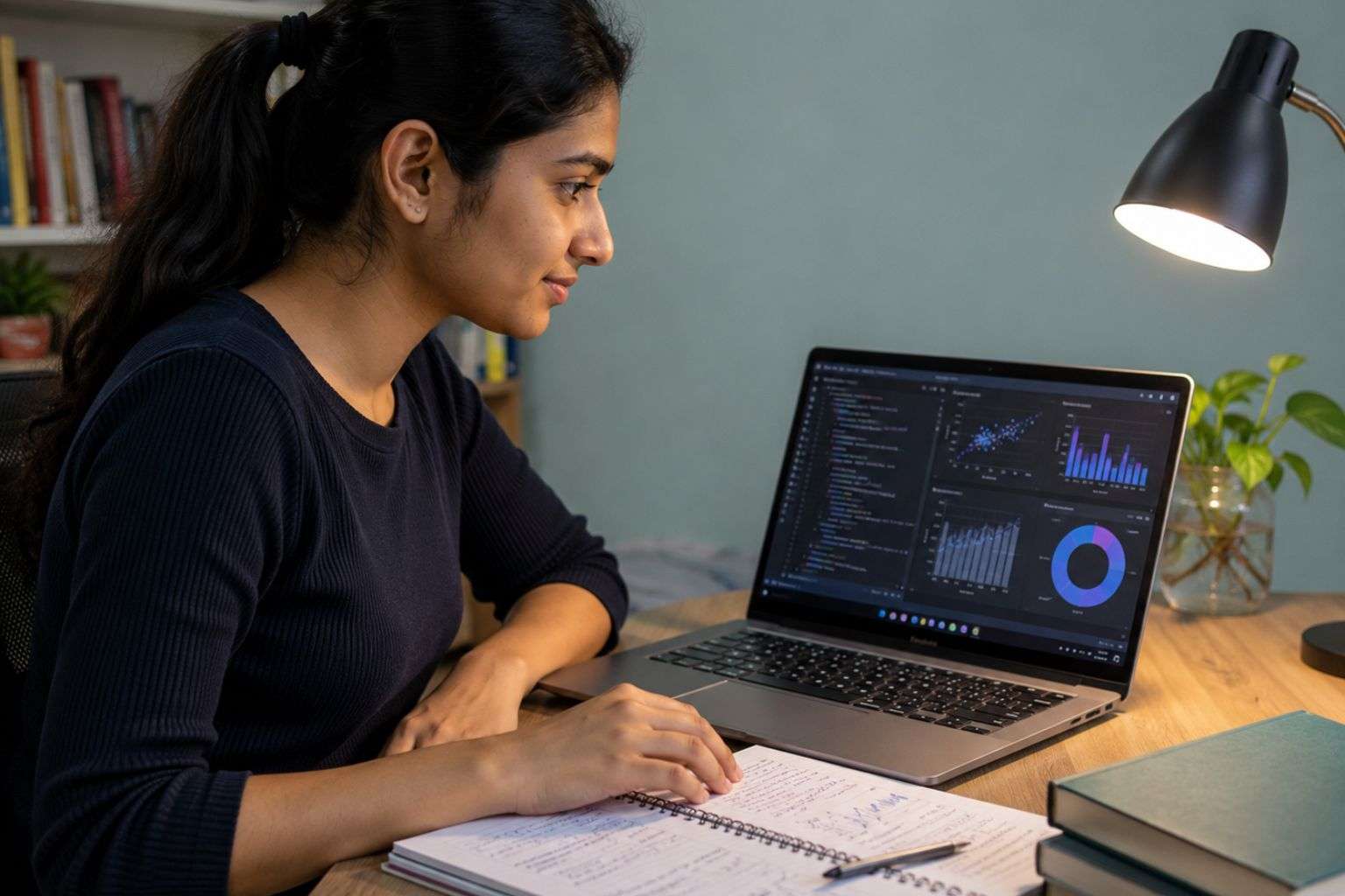 Indian female student preparing for data science certification — best certifications for freshers India 2026