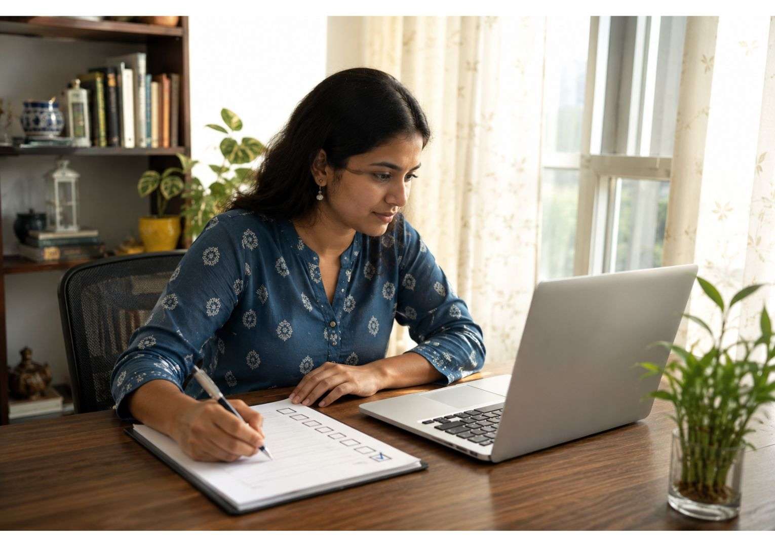 Indian female student checking Capgemini Exceller eligibility criteria 2026 at study desk