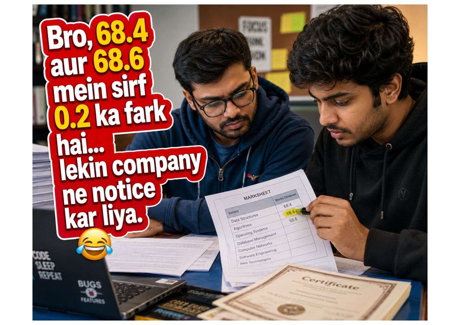 Students checking academic documents after IT offer letter revoked due to background verification issue