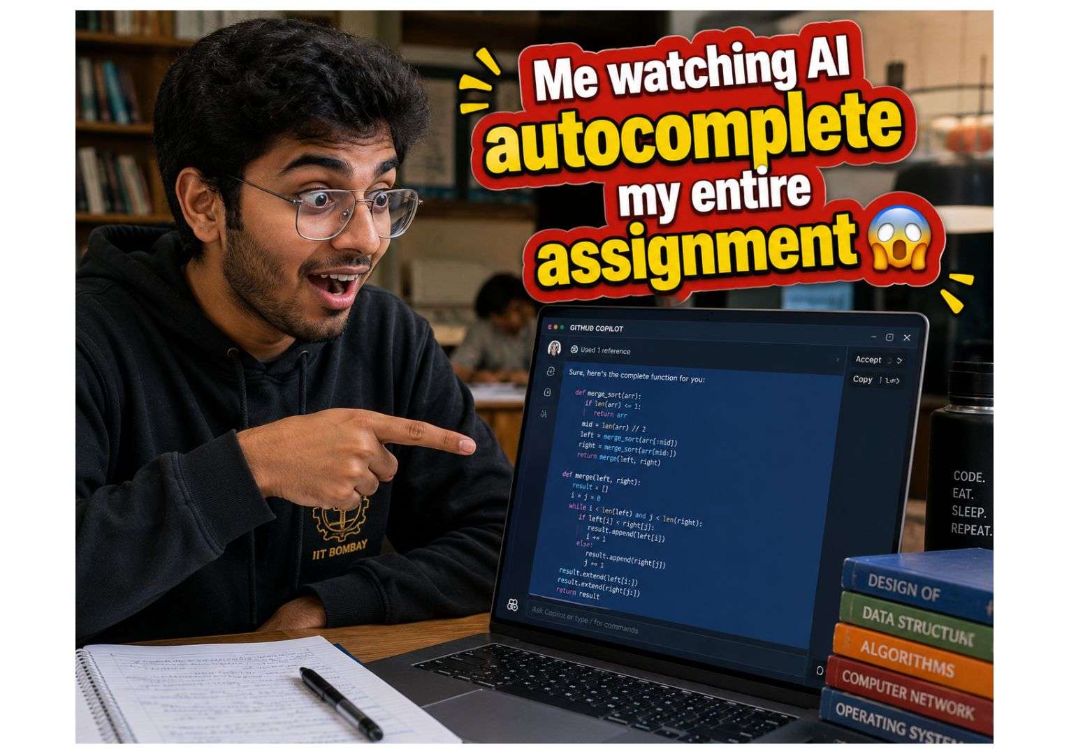 Indian engineering student reacting to AI coding tools — software engineering in the AI era