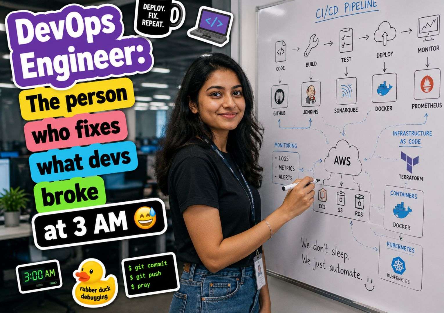 Indian woman DevOps Engineer in IT office — Machine Learning Engineer vs DevOps Engineer comparison India