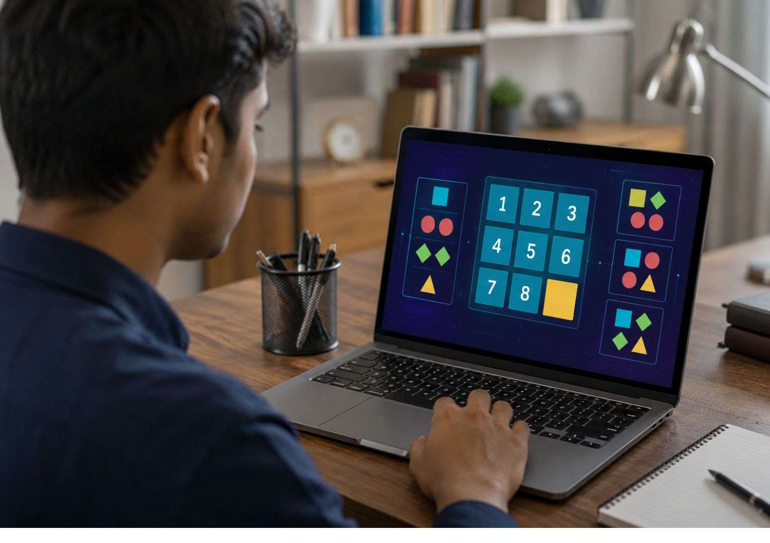 Indian engineering student attempting Capgemini game-based aptitude assessment 2026