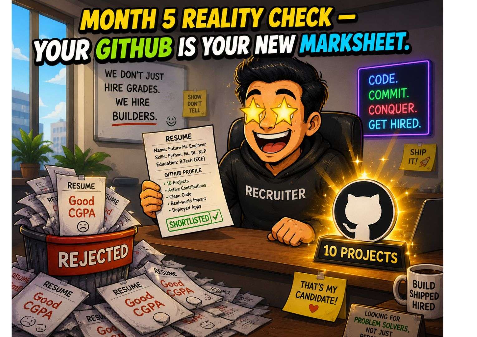 ai career roadmap for btech freshers github portfolio beats cgpa recruiter