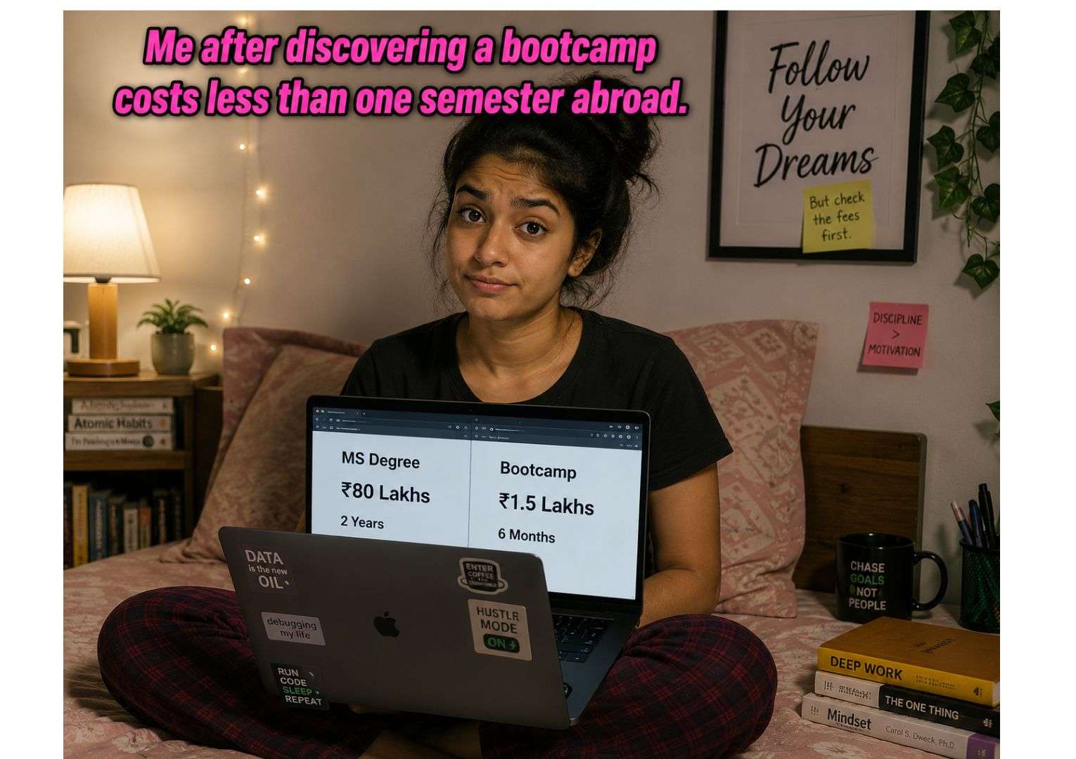 data science bootcamp vs masters degree cost comparison india student 2026