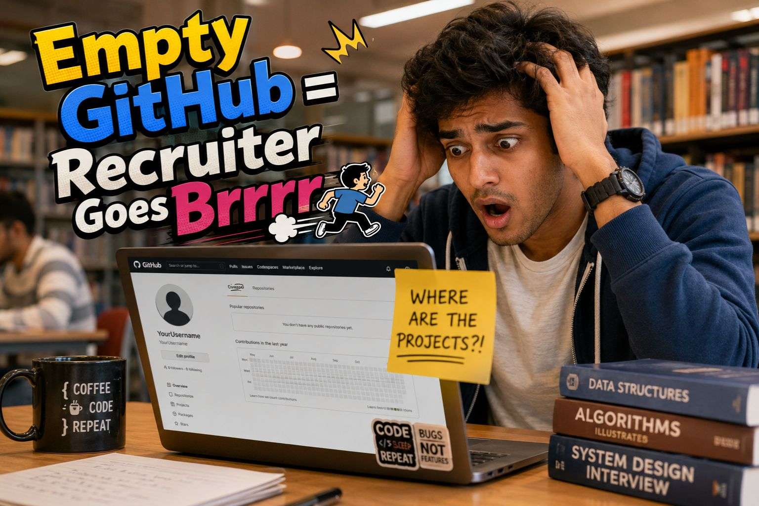 Indian student shocked by empty GitHub profile before placement season