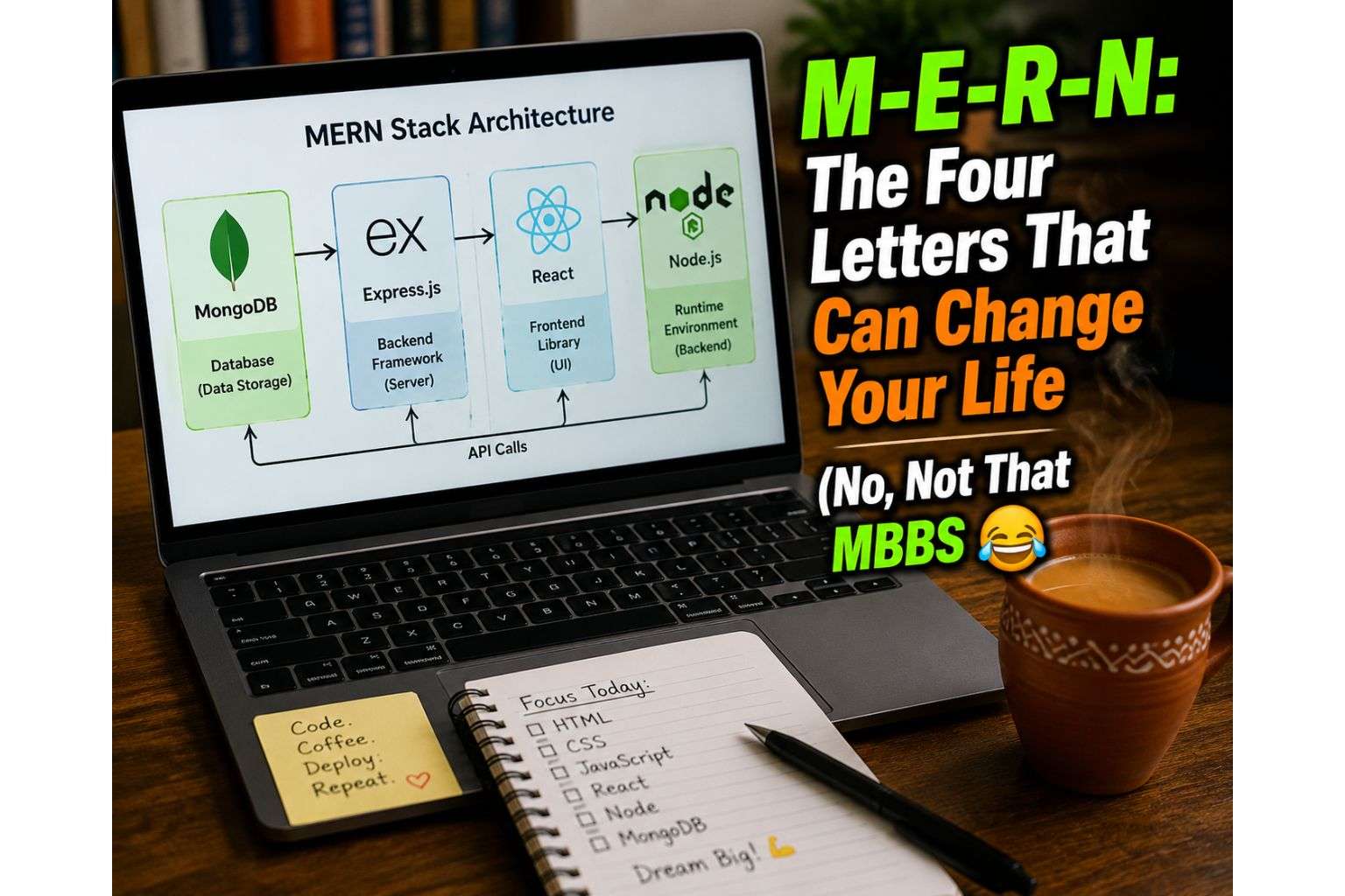 MERN stack architecture diagram for full-stack development career freshers India