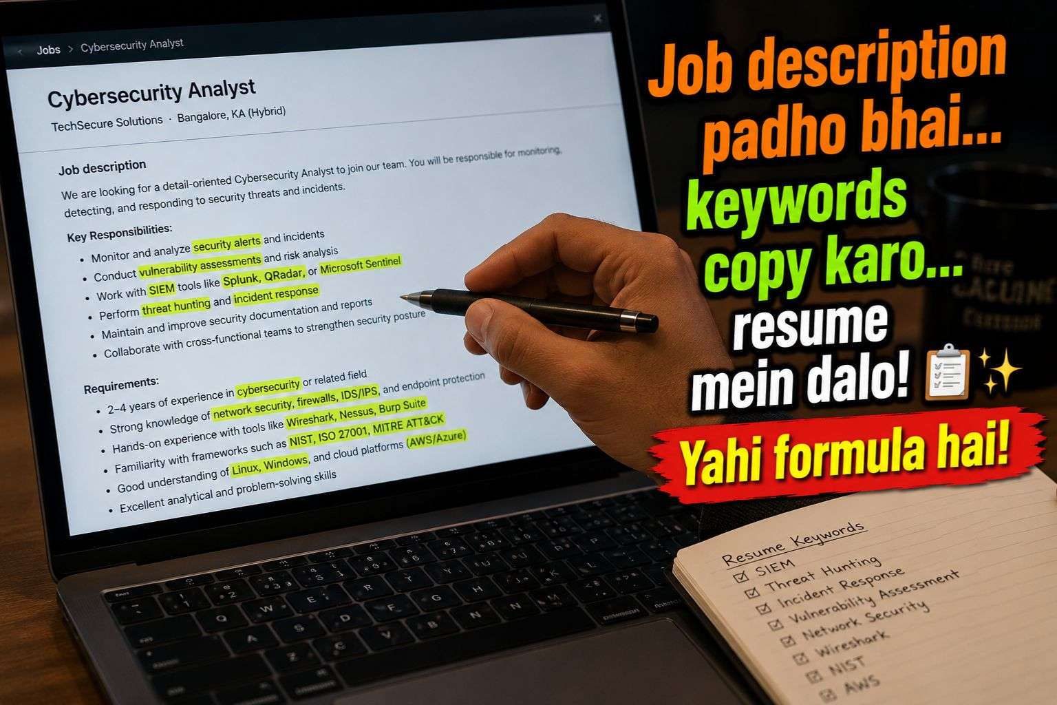 Reading job description keywords to build an ATS-friendly AI recruiter resume for Indian freshers