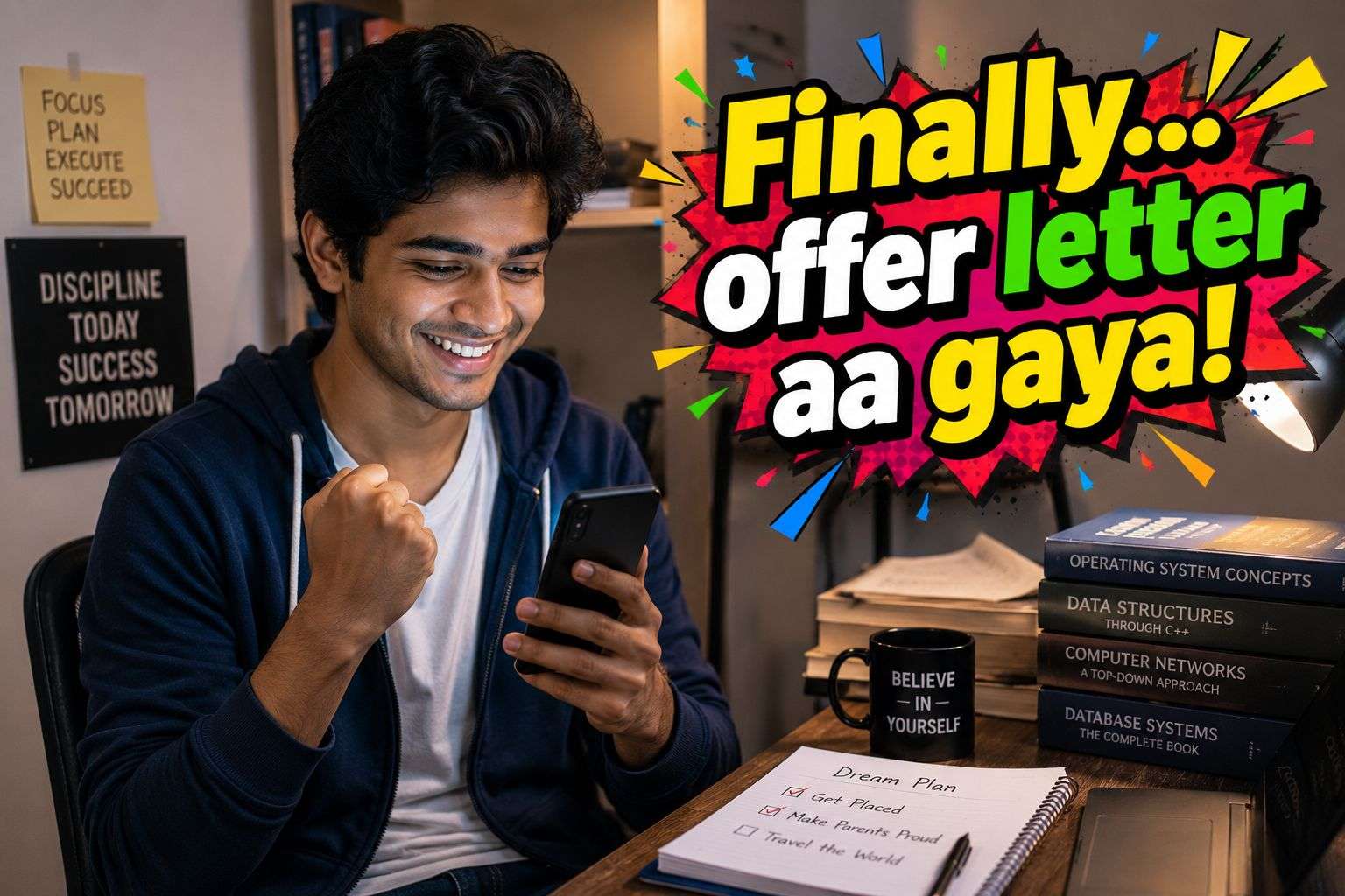 Indian graduate receiving job offer after following job hunting guide