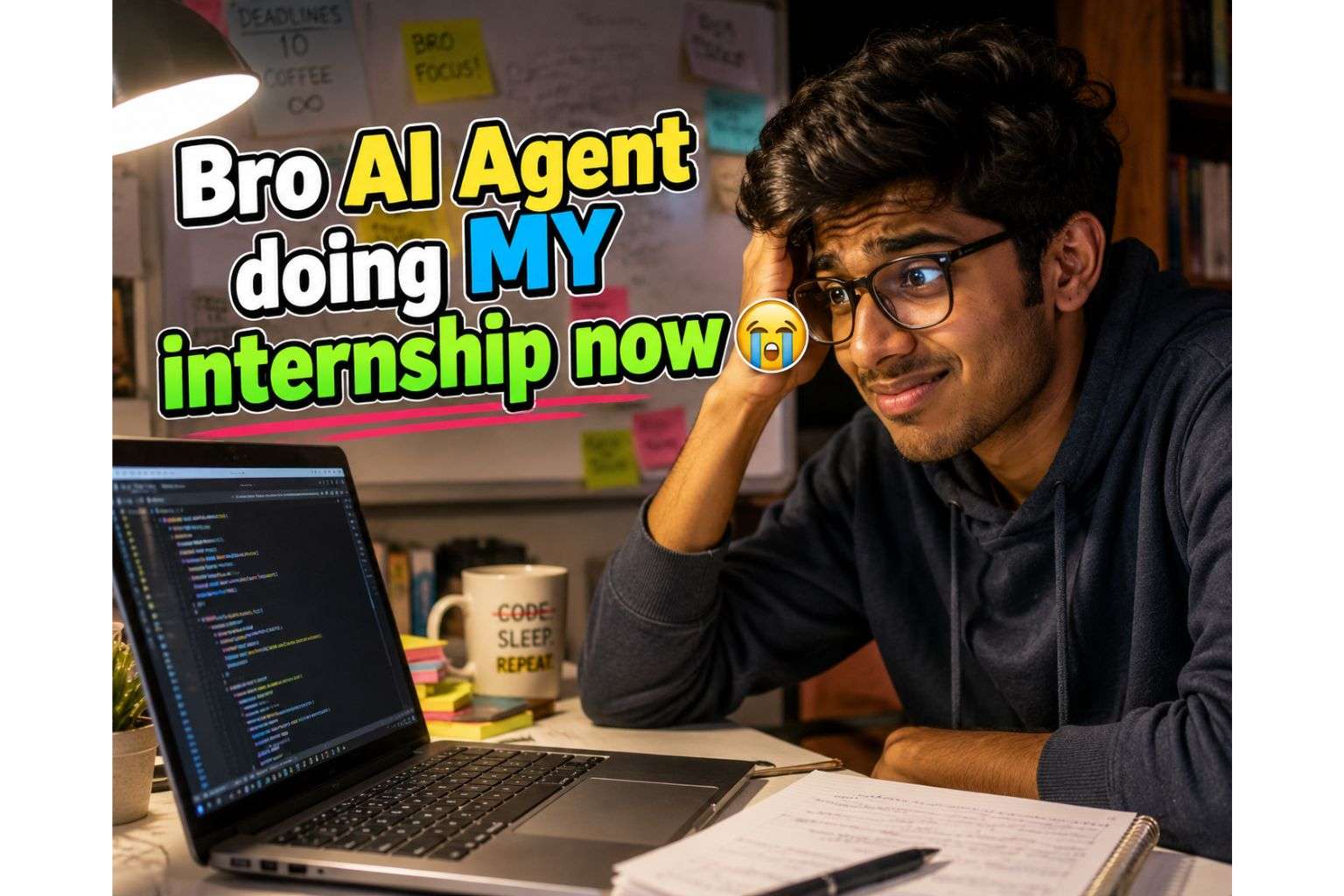  Fresher reacting to agentic AI automating tasks — agentic AI careers in India humour
