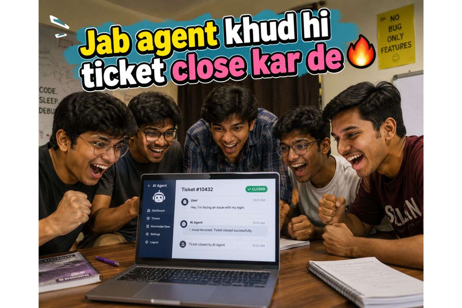 Students celebrating a working AI agent project — agentic AI careers in India
