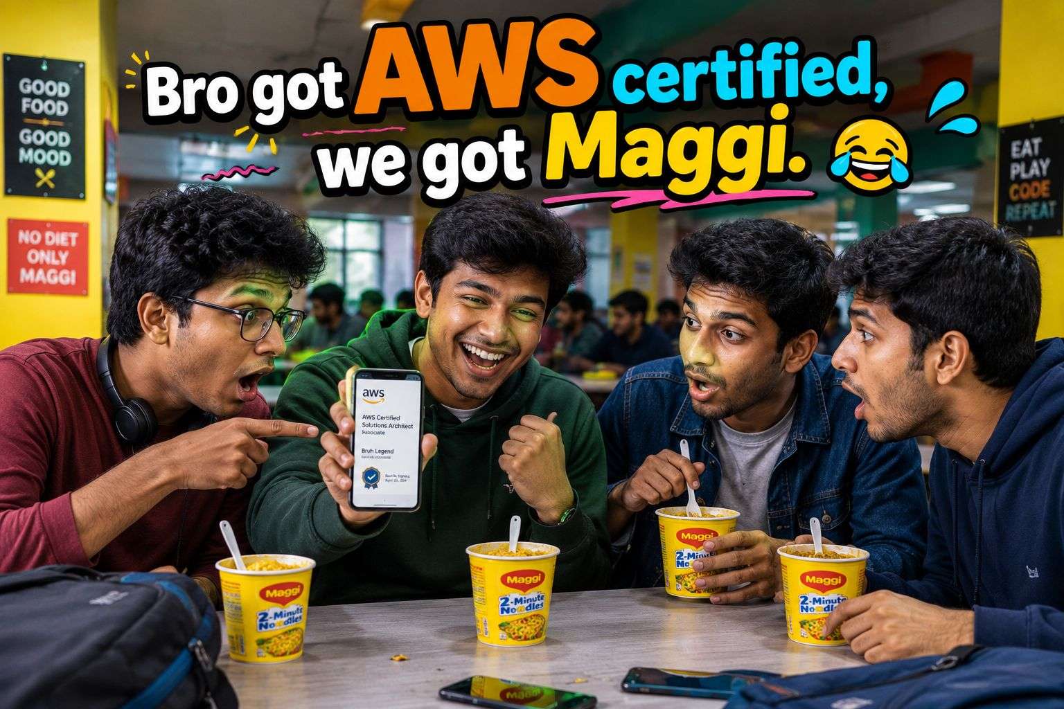  Engineering students reacting to friend AWS certification