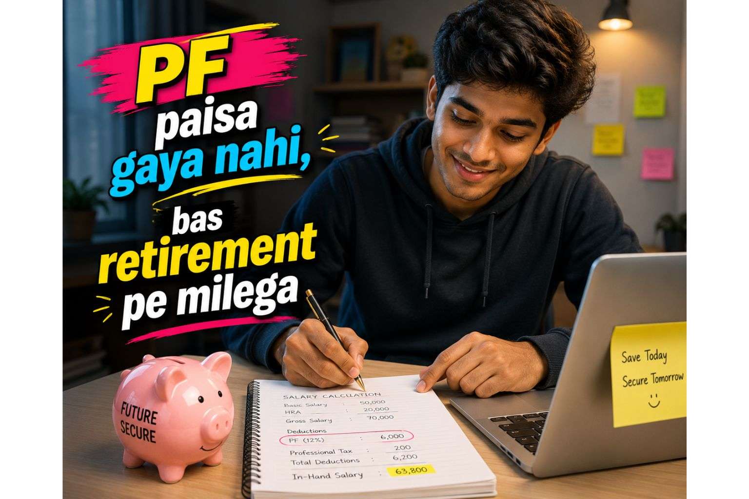 student understanding in-hand salary vs CTC and PF savings