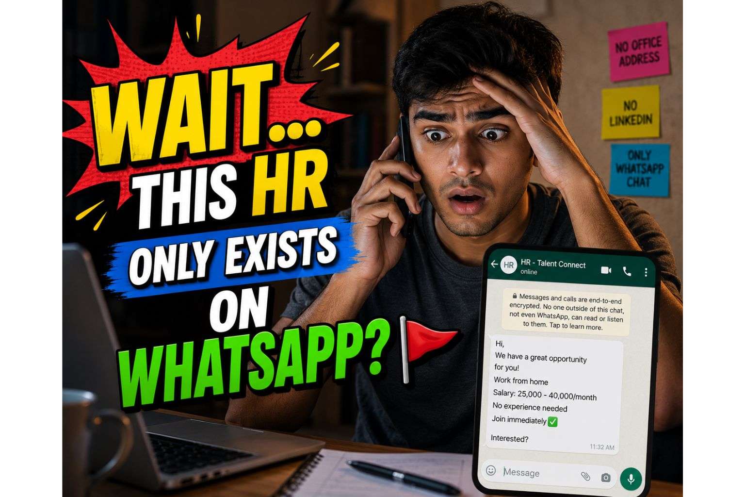 Fresher realising a WFH job scam recruiter has no verifiable company presence