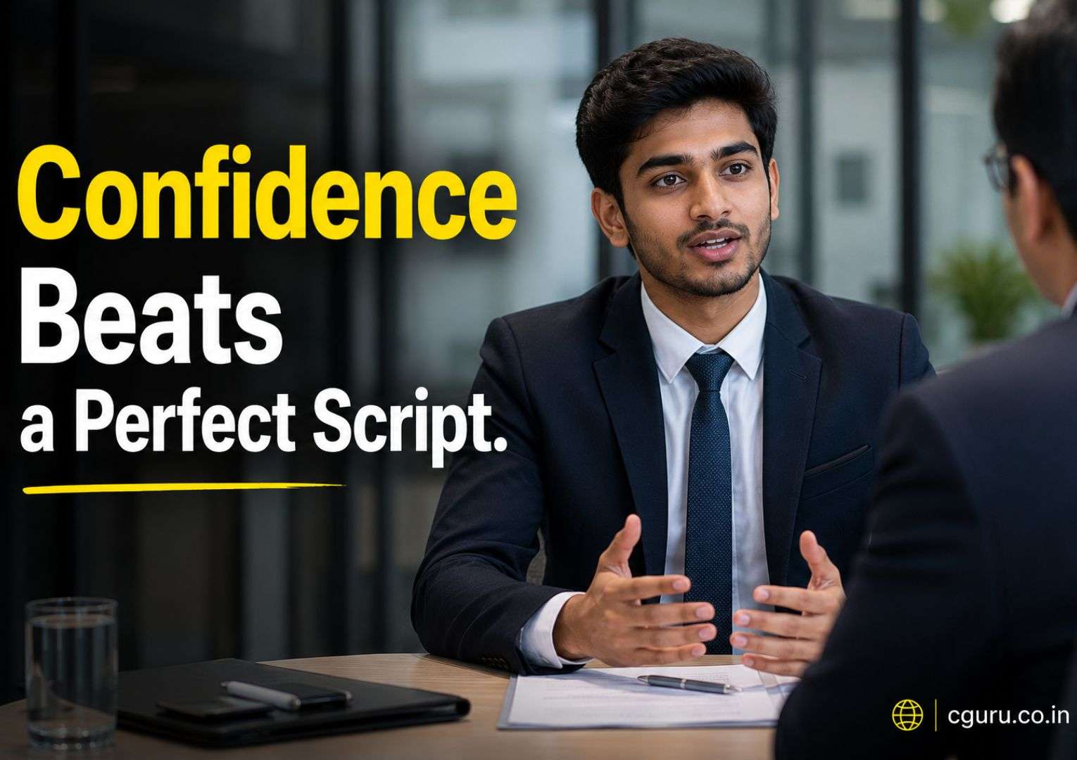 Fresher answering confidently during an HR interview round