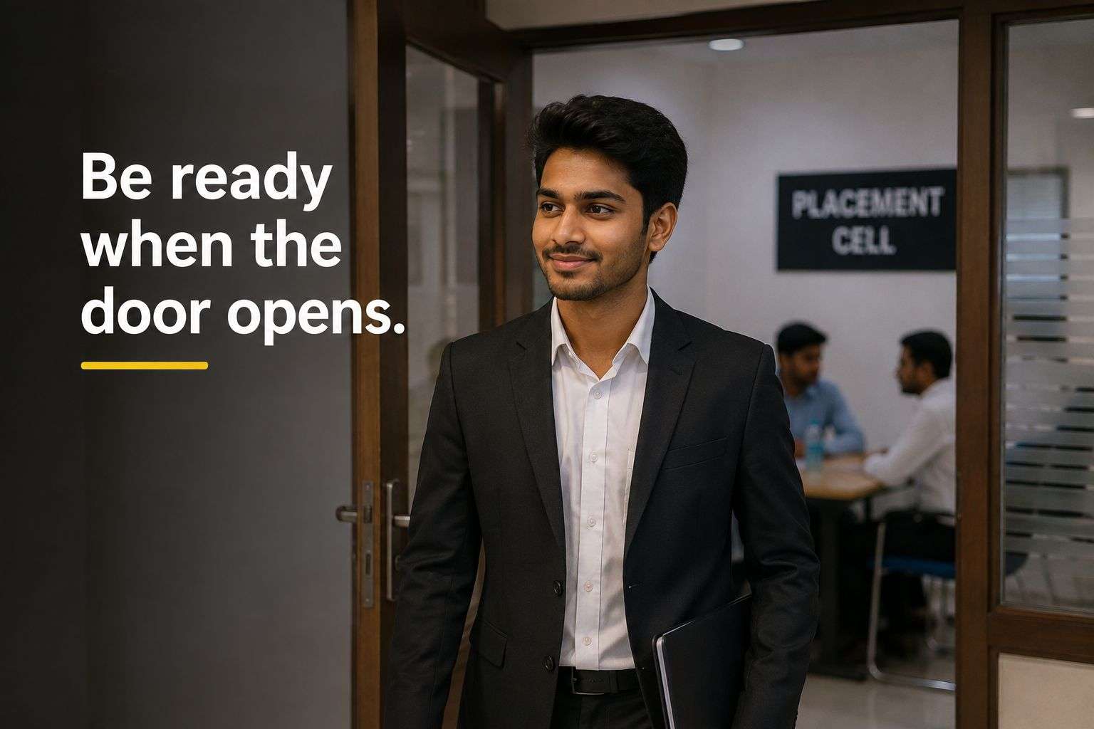 Student leaving a campus placements 2026 interview with confidence.