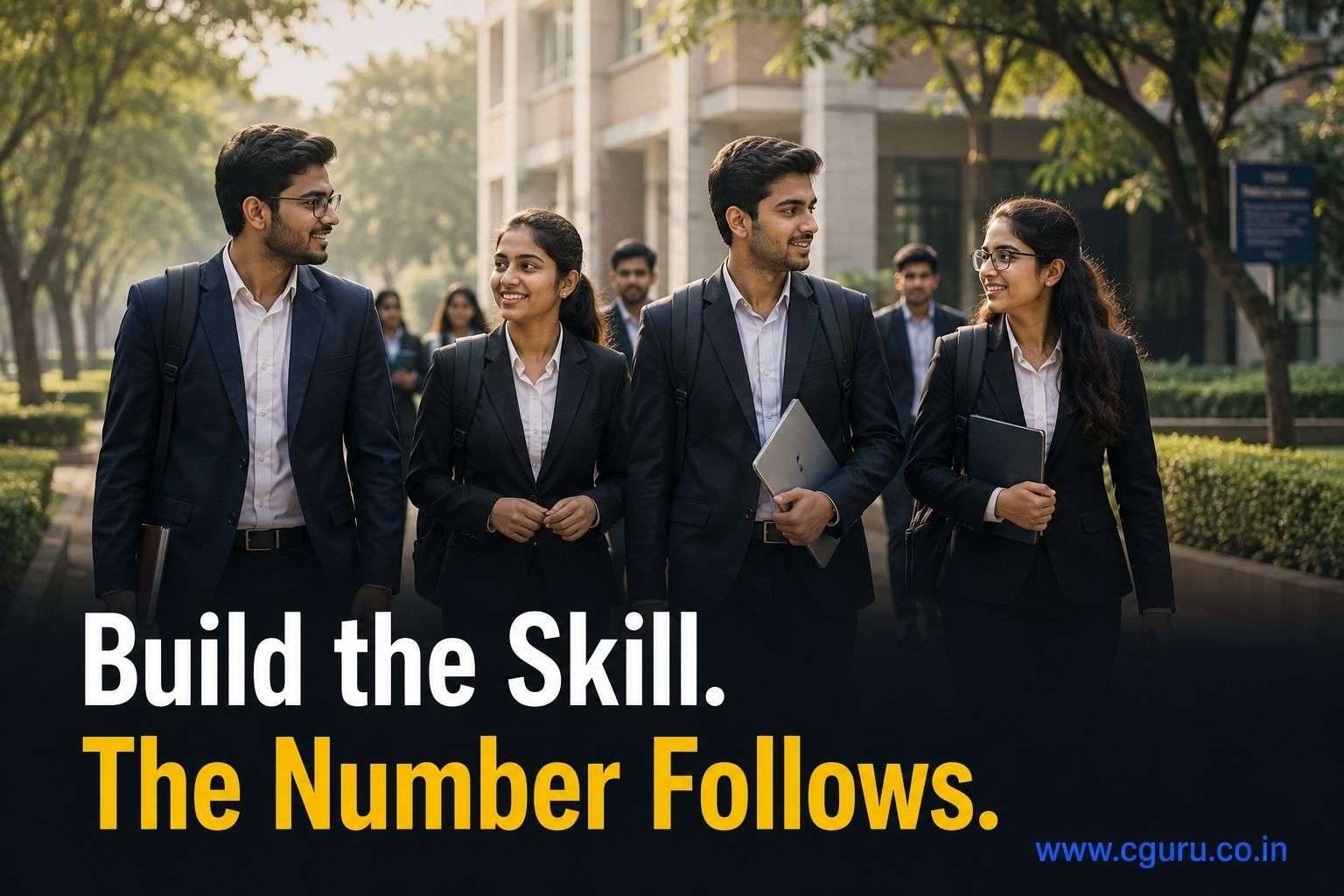 Indian engineering graduates walking on campus prepared for AI-linked placement interviews.