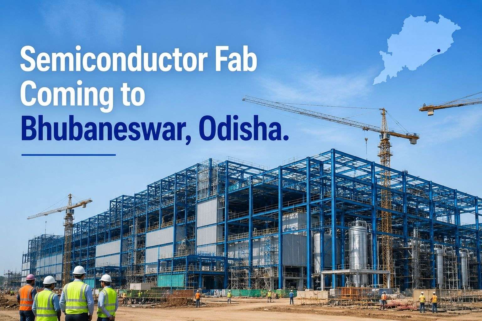 Semiconductor fabrication facility construction in Bhubaneswar, Odisha.