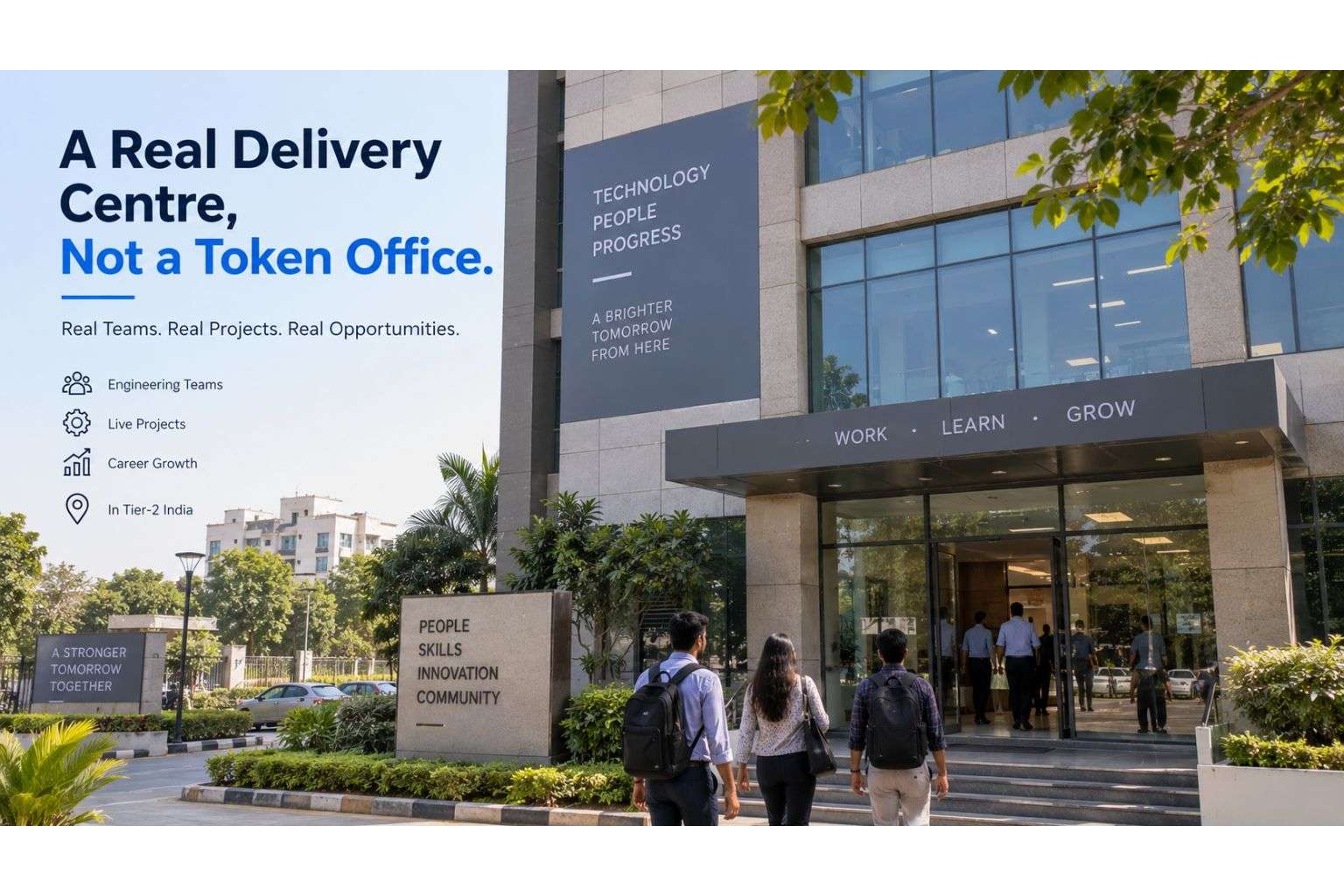 Office building representing a genuine IT delivery centre in a tier-2 Indian city.