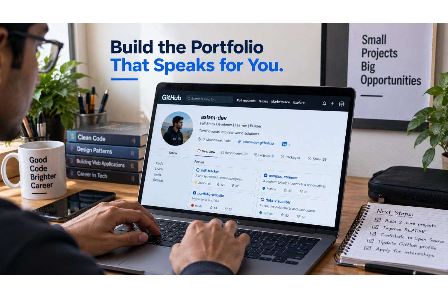 Student building a GitHub portfolio for tier-2 engineering job applications in India.