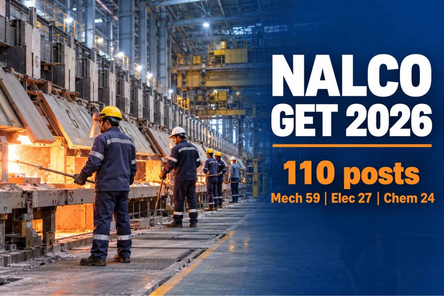 Aluminium plant workers representing NALCO graduate engineer trainee recruitment 2026.
