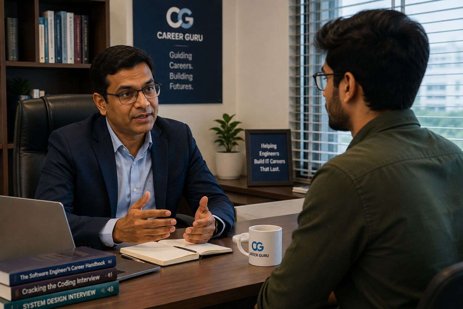 Career consultant guiding a student through skill-first hiring preparation