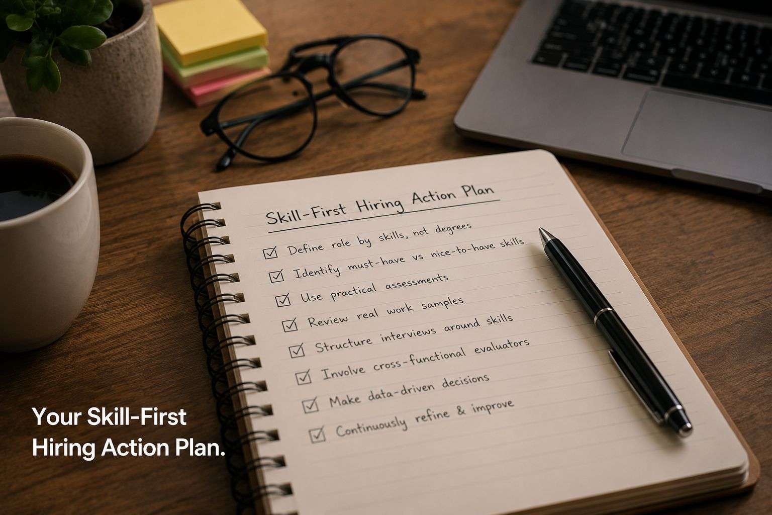 Action plan checklist for preparing for skill-first hiring in India.