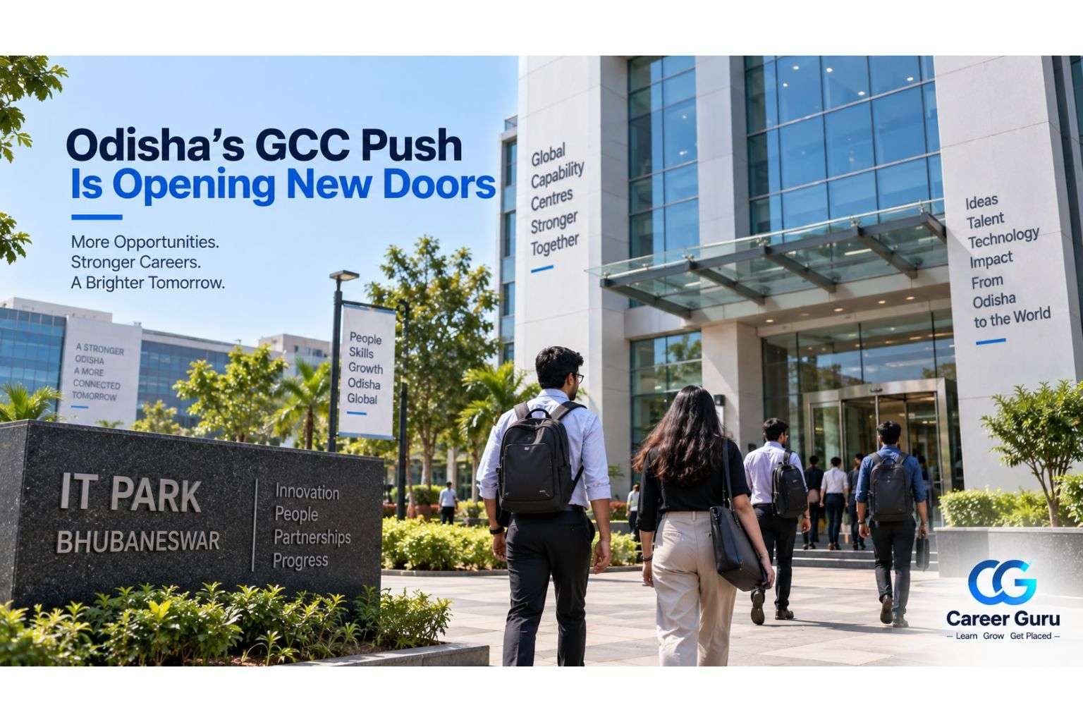 Modern IT office building in Bhubaneswar representing GCC and technology hiring growth in Odisha