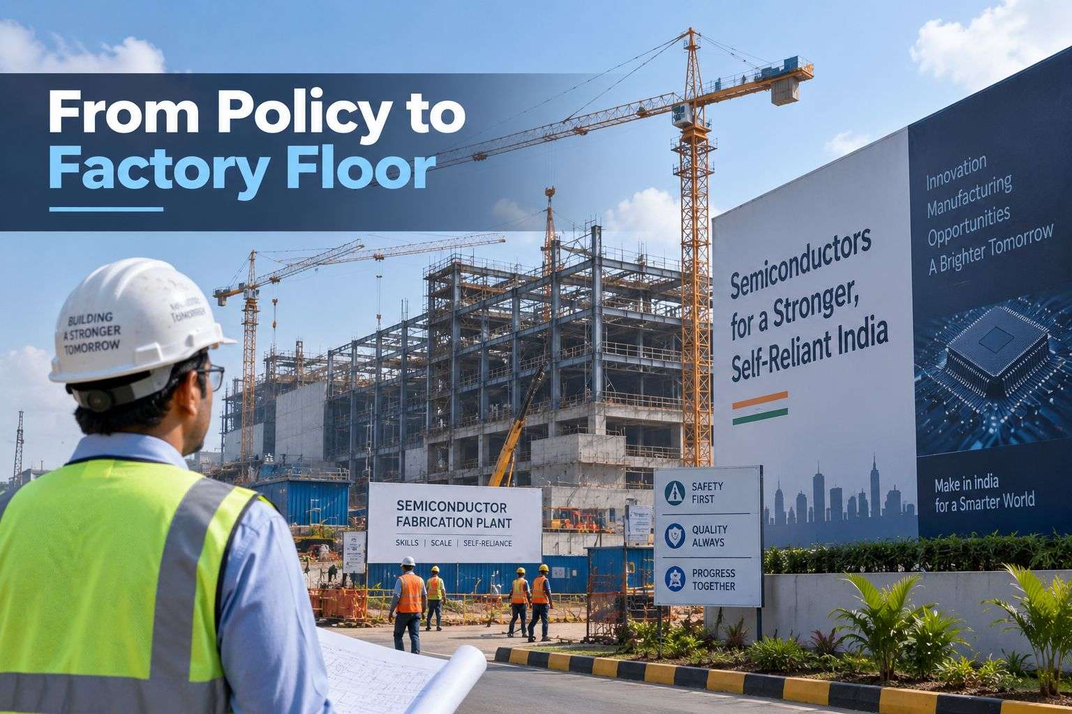 Semiconductor fabrication plant construction site in India under ISM 2.0.