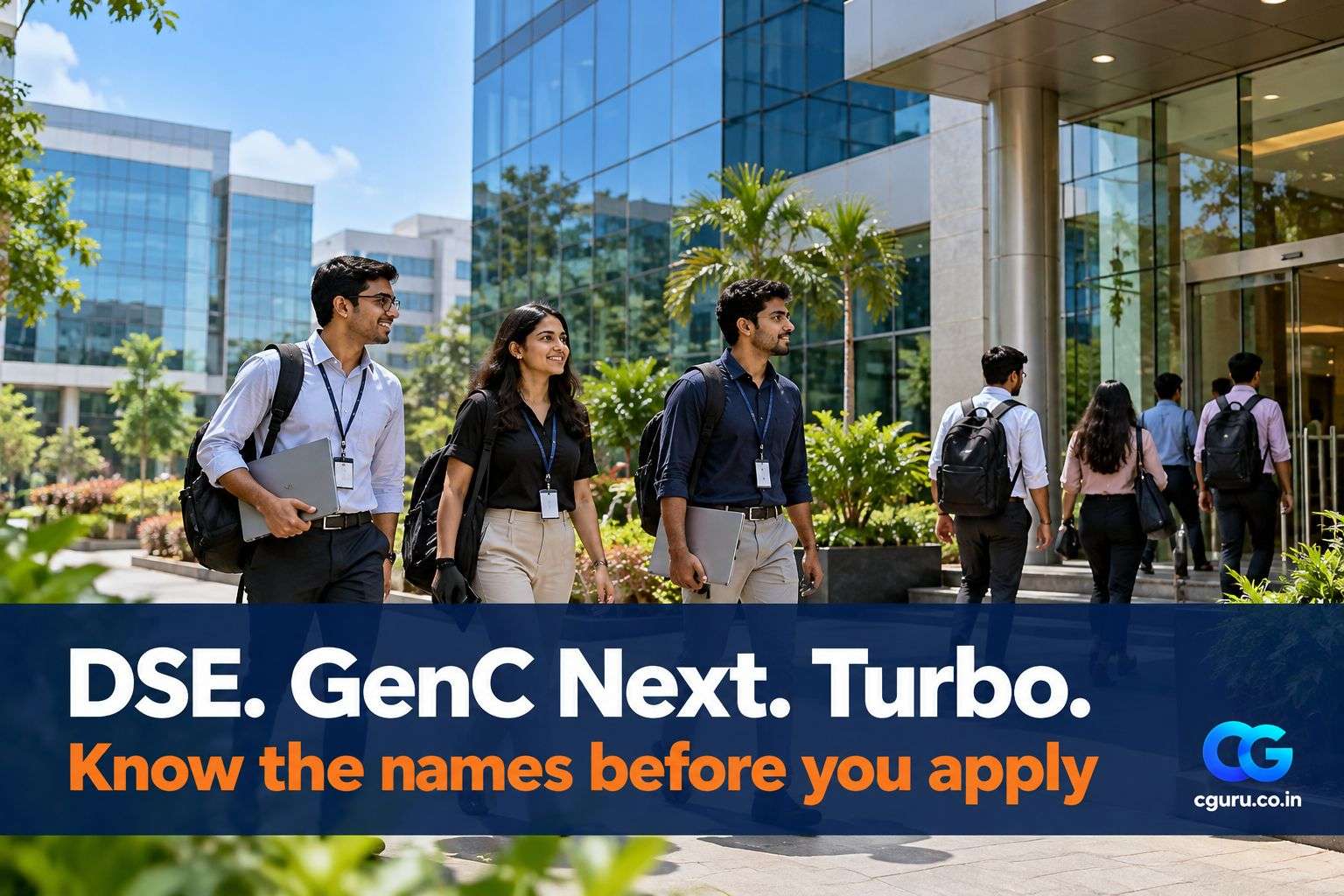 Young professionals entering a modern IT campus in Bhubaneswar.
