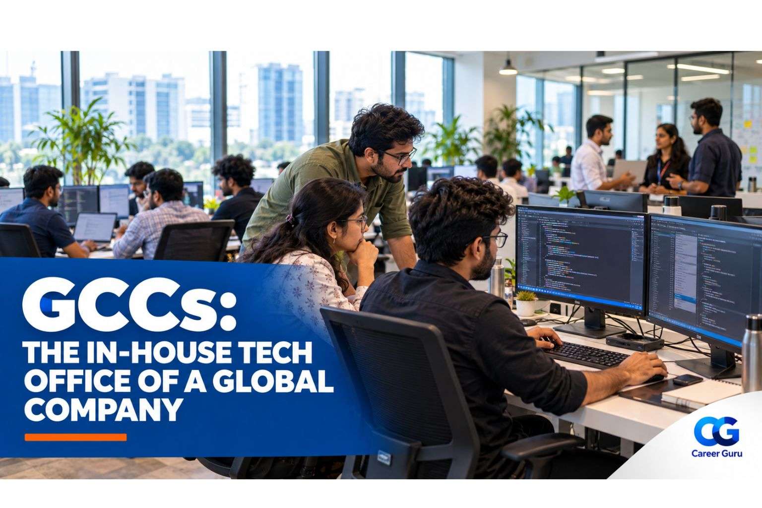 Engineers working in a global capability centre office, one of the key Odisha tech opportunities for freshers.

