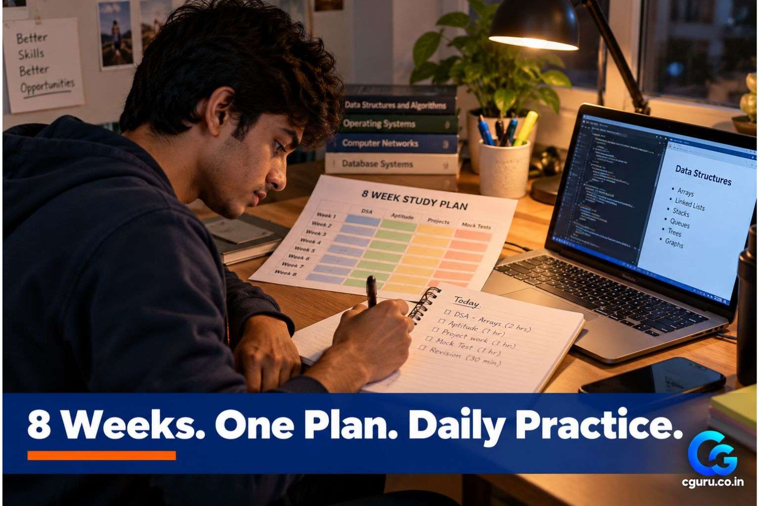 Student following an 8-week TCS NQT preparation plan.