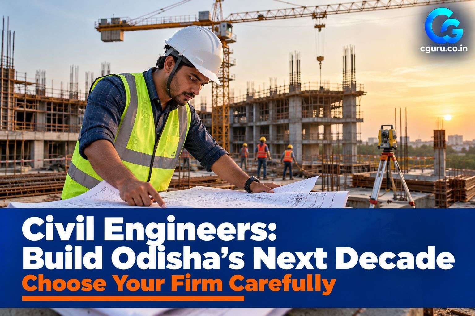 Civil engineer reviewing site plans in Odisha.
•