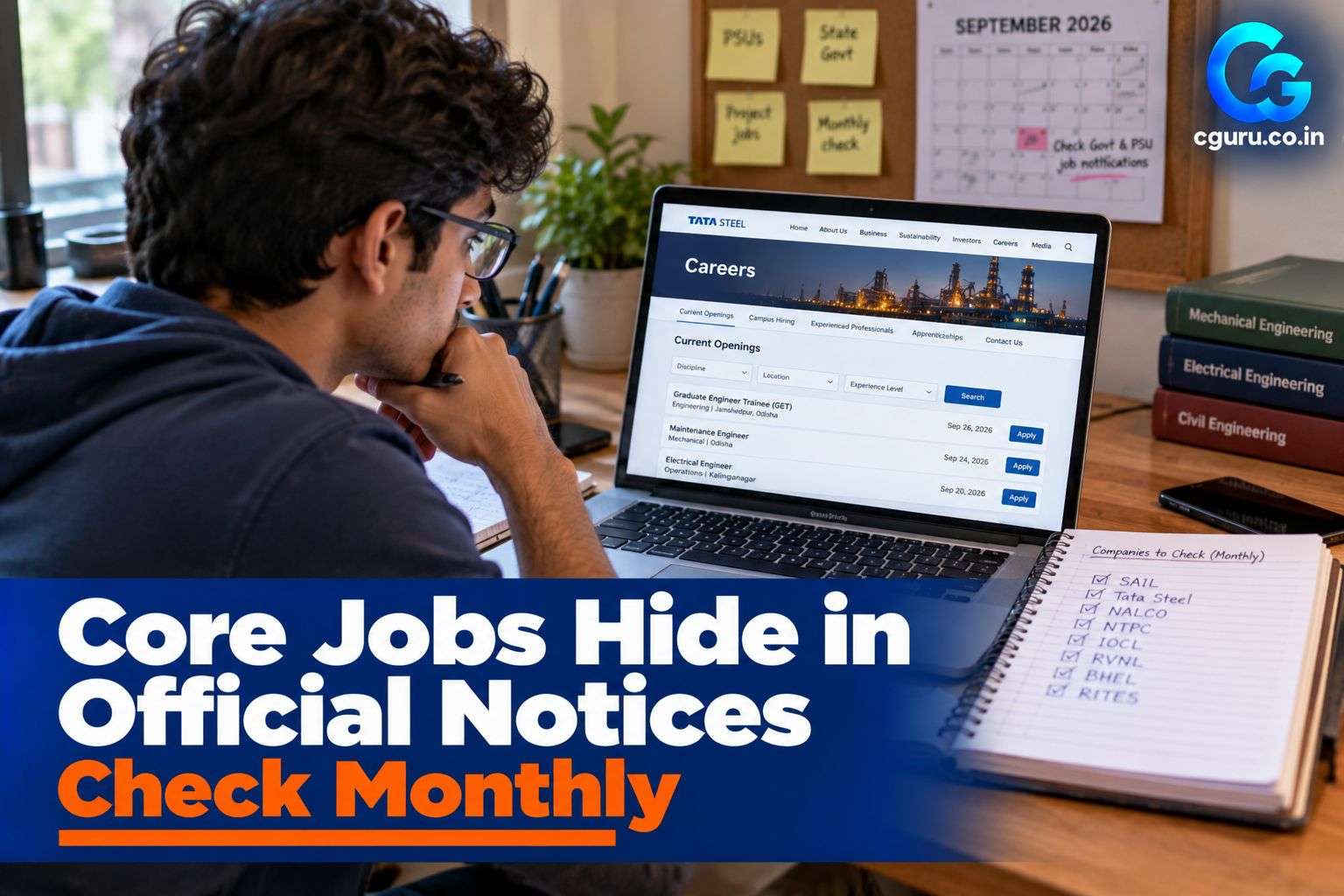 Student checking trainee notices on a company website.